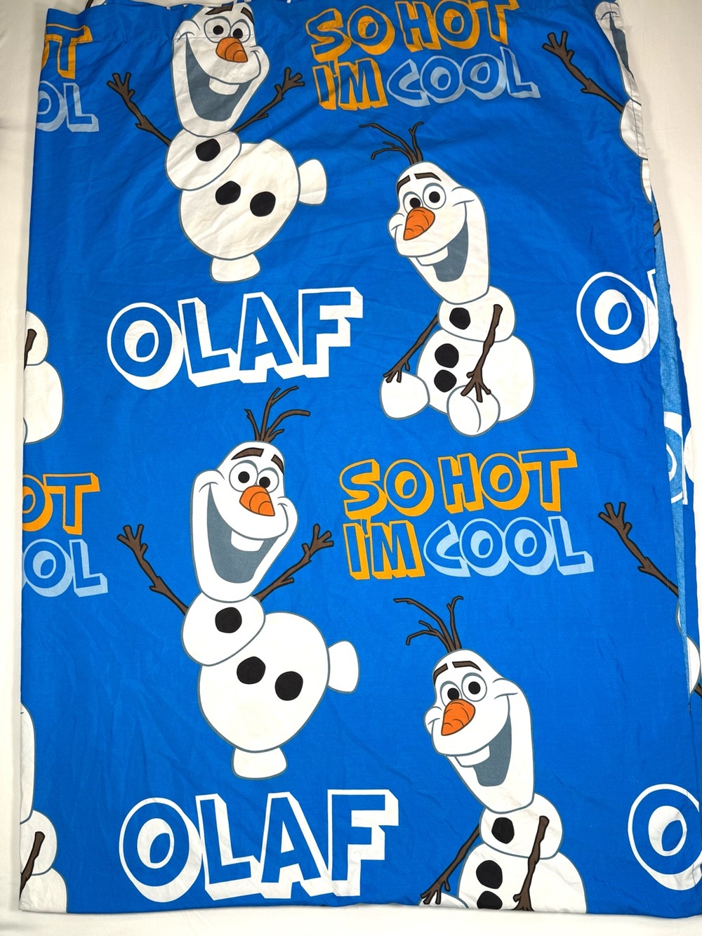 DISNEY Frozen Olaf Twin Flat Sheet So Hot I’m Cool Blue Bedding Movie Collector